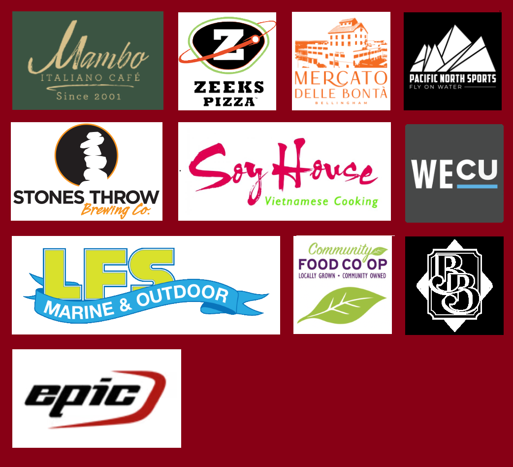 Mambo Italiano
Zeeks PIzza
Mercato Delle Bonta
Pacific North Sports
Stones Throw
Soy House
WECU
LFS Marine
Food COOP
EPIC